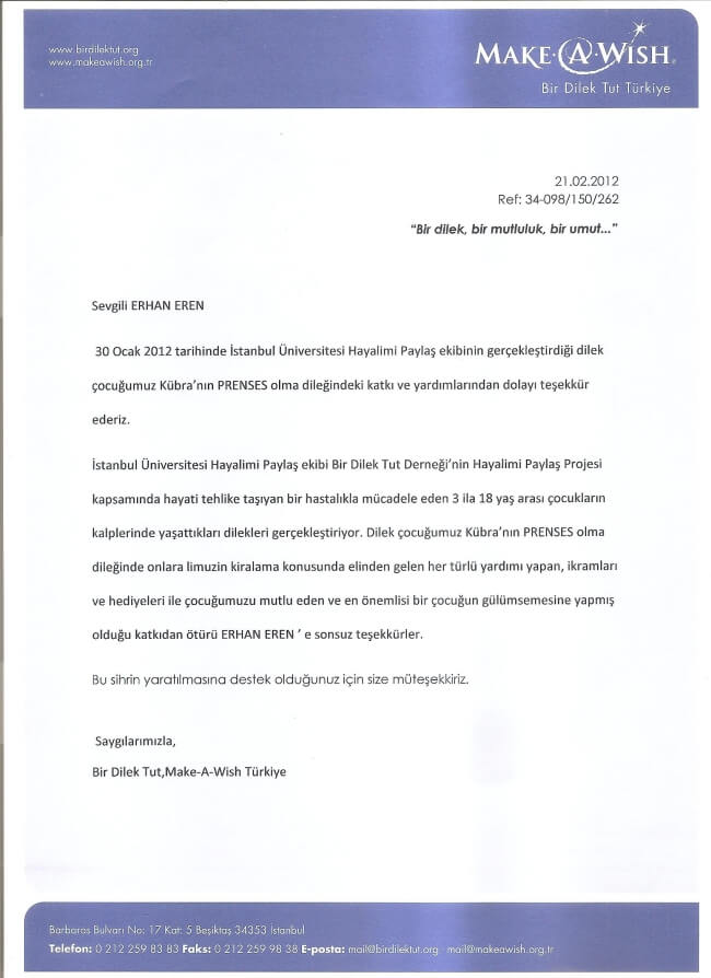 Make a wish, Bir dilek tut Türkiye